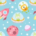 Funny Space Monsters Seamless pattern Royalty Free Stock Photo