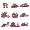 Funny monsters selection of horror stumps poop Royalty Free Stock Photo