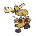 Funny moose in a 3D glasses