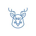 Funny moose line icon concept. Funny moose flat vector symbol, sign, outline illustration.