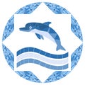 Funny Mosaic Dolphin. Vector illustration