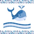 Funny Mosaic Whale. Border for design