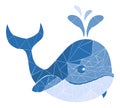 Funny Mosaic Whale. Vector illustration