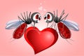 Mosquitos on heart CLOSE UP Royalty Free Stock Photo