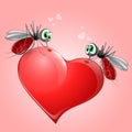 Mosquitos sucking from heart little blood hearts Royalty Free Stock Photo