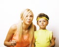 Funny mother and son with bubble gum Royalty Free Stock Photo