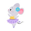 Funny Mouse Ballet Dancing in Skirt and Pointe Shoes Vector Illustration Royalty Free Stock Photo