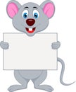 Funny mouse cartoon with blank sign