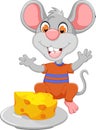 Funny mouse cartoon eating cheese