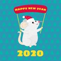 Funny mouse greeting card vector template