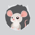 Funny Mouse Looking Out Of Hole In Paper Vector Illustration.