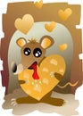Funny mouse in love with cheese Royalty Free Stock Photo