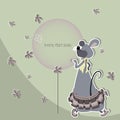 Funny mouse in a skirt with a balloon