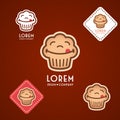 Funny muffin, cupcake cafe or bakery logo design, vector