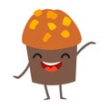 Funny muffin vector illustration. Happy muffin
