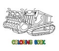 Funny mulcher car with eyes coloring book Royalty Free Stock Photo