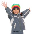 Funny multiracial small girl offering a hug Royalty Free Stock Photo