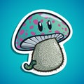 Funny mushroom with worm Royalty Free Stock Photo