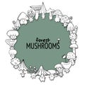 Funny mushrooms frame, sketch for your design