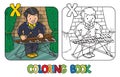 Funny musician or xylophone player. Coloring book