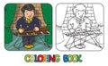 Funny musician or xylophone player. Coloring book