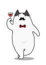 Toasting mustached cat Royalty Free Stock Photo