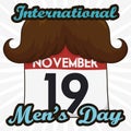 Funny Mustached Loose-leaf Calendar Commemorating International Men`s Day