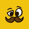 Funny mustachioed face. Cartoon face expressions