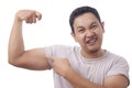 Funny Narcissist Male Show Off His Small Bicep