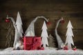 Funny natural christmas decoration in grey, white and red with g