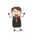Funny Naughty Priest Stuck-Out Tongue Face Vector