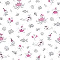 Pink, black and white sea nautical vector pattern Royalty Free Stock Photo