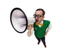 Funny nerd announcing news Royalty Free Stock Photo
