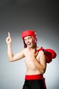 Funny nerd boxer in sport Royalty Free Stock Photo