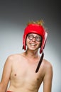 Funny nerd boxer in sport Royalty Free Stock Photo