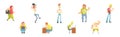Funny Nerd and Geek Man Character Computer Lover Vector Set