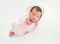 Funny newborn in knitted hat