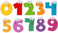 Funny numbers cartoon characters