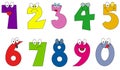 Funny numbers cartoon style