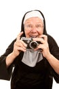 Funny Nun with Camera Royalty Free Stock Photo