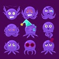 Funny Octopus Character Emoji Set Royalty Free Stock Photo