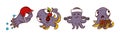 Funny Octopus Character Engaged in Different Activity Vector Set Royalty Free Stock Photo