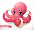 Funny octopus. 3d vector icon Royalty Free Stock Photo