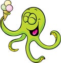 Funny octopus with ice cream isolated Royalty Free Stock Photo