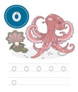 Funny octopus and letter O Royalty Free Stock Photo