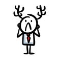 Funny office worker in costume and tie with horns on the head. Royalty Free Stock Photo