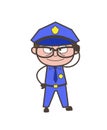 Funny Officer with Big Eye Frame Vector