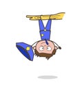 Funny Officer Hanging Upside-Down Vector Royalty Free Stock Photo