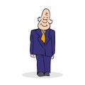 Funny old man stands. Business elderly man smiling, wearing a suit and a tie. Colorful cartoon vector illustration on white Royalty Free Stock Photo