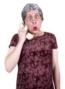 Funny Old Mature Senior Woman Talk Gossip Phone Royalty Free Stock Photo